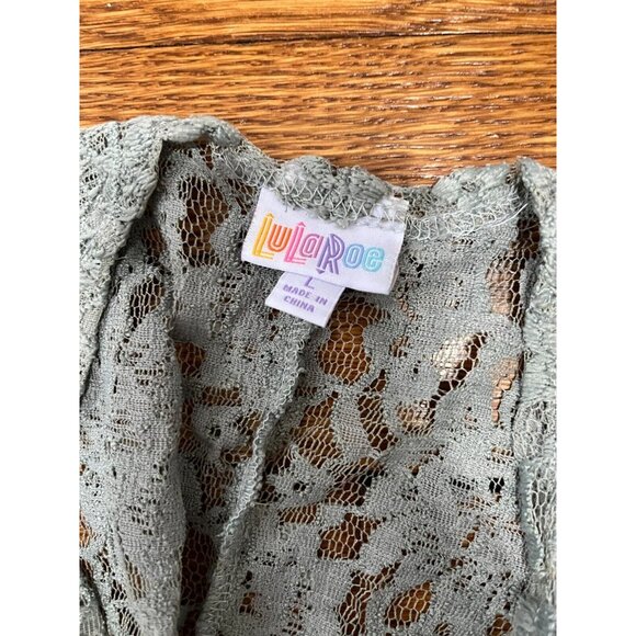 LulaRoe Women's Lace Kimono Duster Cardigan Joy Gray Size Large NWT! - Picture 3 of 5